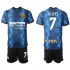 Camisola Inter de Milão Alexis Sanchez 7 Criança Equipamento Primeiro 2021-2022 Manga Curta